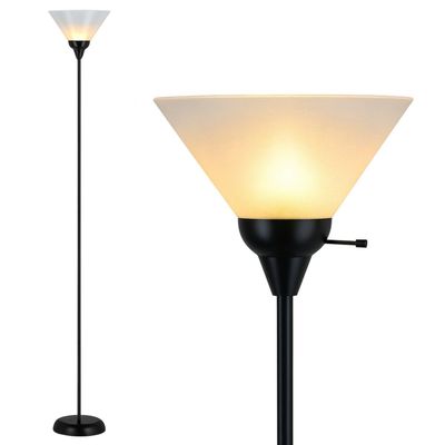 Mary Floor Lamp by Light Accents Standing Lamp for Living Rooms Torchiere Pole Light LED-Compatible Floor Lamp Modern Bedroom Lighting (Black)