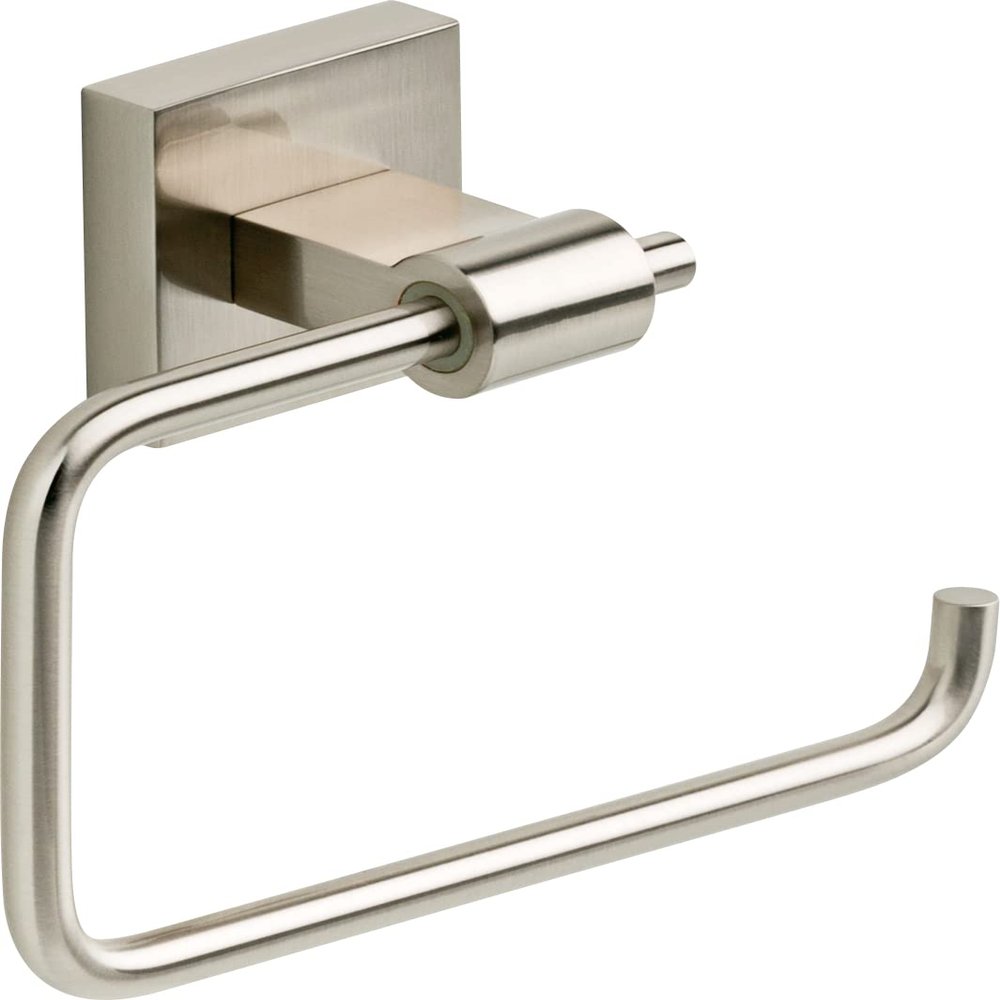 Franklin Brass Maxted (1-Pack) Toilet Paper Holder Satin Nickel Tissue Roll Holder for Bathroom Organization and Storage Euro/Single Post/Hook Toilet Tissue Holder Wall Bathroom Accessories MAX50-SN