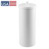 iDesign Freestanding Bathroom Toilet Paper Storage Holder with Lid for 3 Extra Rolls, White view 2