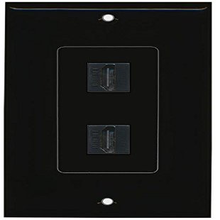 RiteAV (1 Gang Decorative) 2 HDMI Black Wall Plate Black