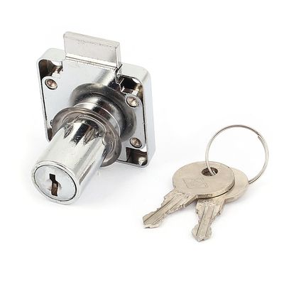 uxcell Cabinet Drawer Cylinder Head 19mm Dia x 32mm Length Square Base Metal Lock W 2 Keys