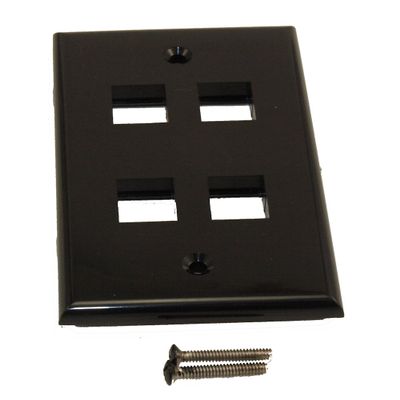 MyCableMart Wallplate: Keystone, 4 Hole - Black