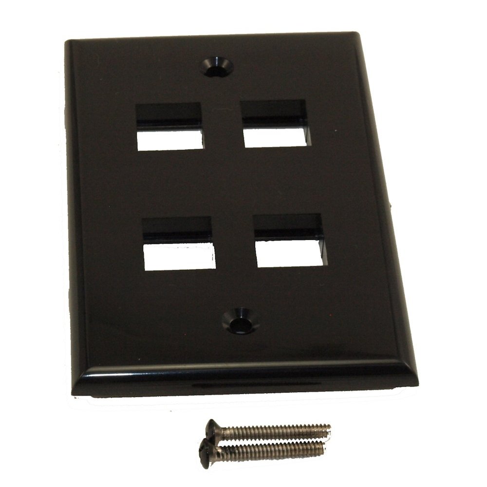 MyCableMart Wallplate: Keystone, 4 Hole - Black