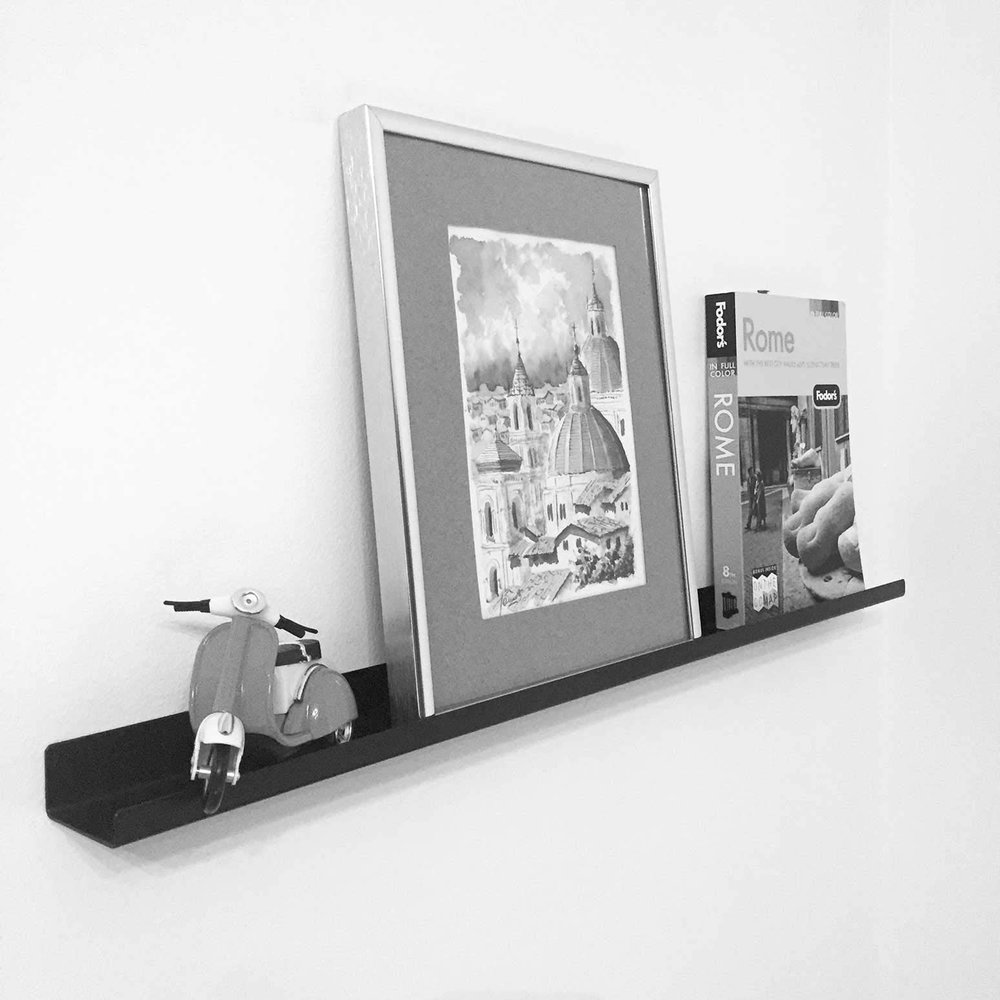 ULTRAledge 2'/24" Art Display/Picture Ledge/Floating Shelf, Metal, Modern (2" deep, Black)