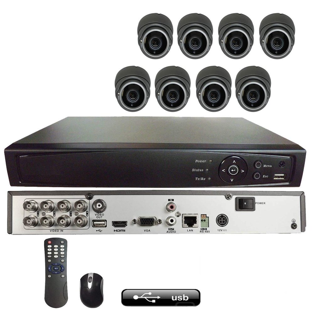 101AV 8CH DVR 1080P@30fps 2TB HDD+ 8 of 1080P 4 in 1 2.8-12mm Dome Security Cameras
