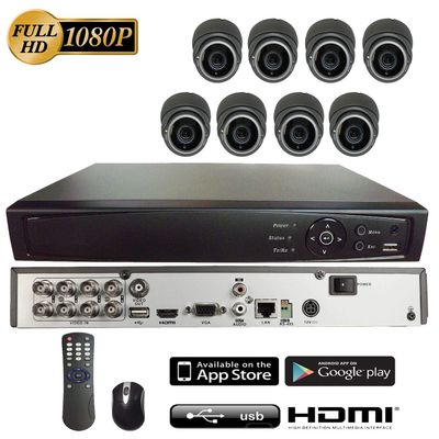 101AV 8CH 4in1 (TVI, AHD, Analog, IP) True Full HD 1080P Digital Video Recorder DVR w/o HDD+ 8 of 1080P 4in1 (TVI AHD CVI CVBS) 2.8-12mm Lens WDR in/Outdoor Dome Cameras for Home Office Security