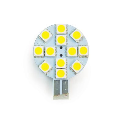RV LIGHTING PWM Eco-LED Cold White LED 921 Disk Bulb, with 12 SMD 5050 & Side Miniature Wedge T10 Connector(WG4-PWM-CW12)