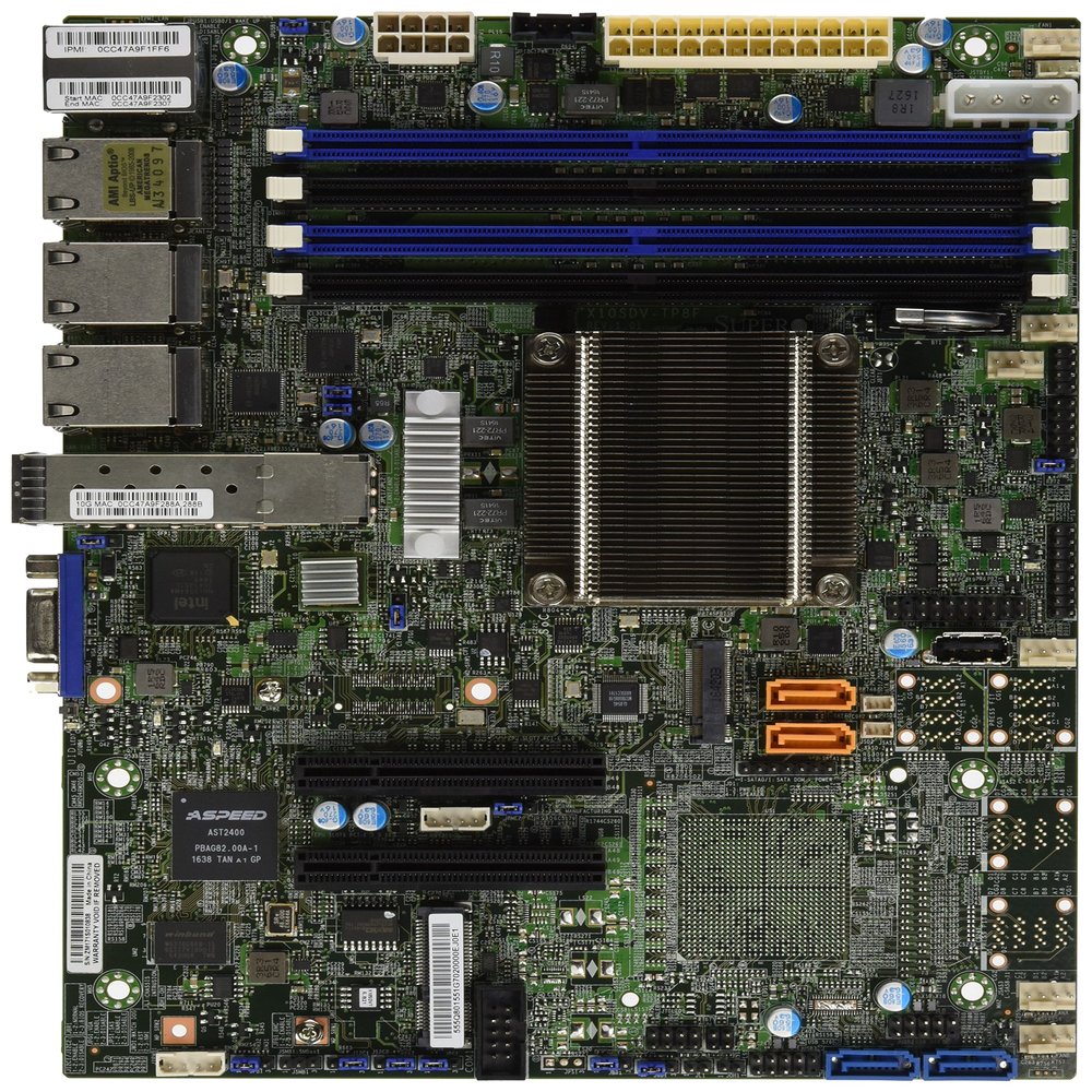 Supermicro FlexATX SoC with Intel Xeon processor D-1518 2.2GHz 4-Core, FCBGA 1667 Motherboard X10SDV-TP8F-O