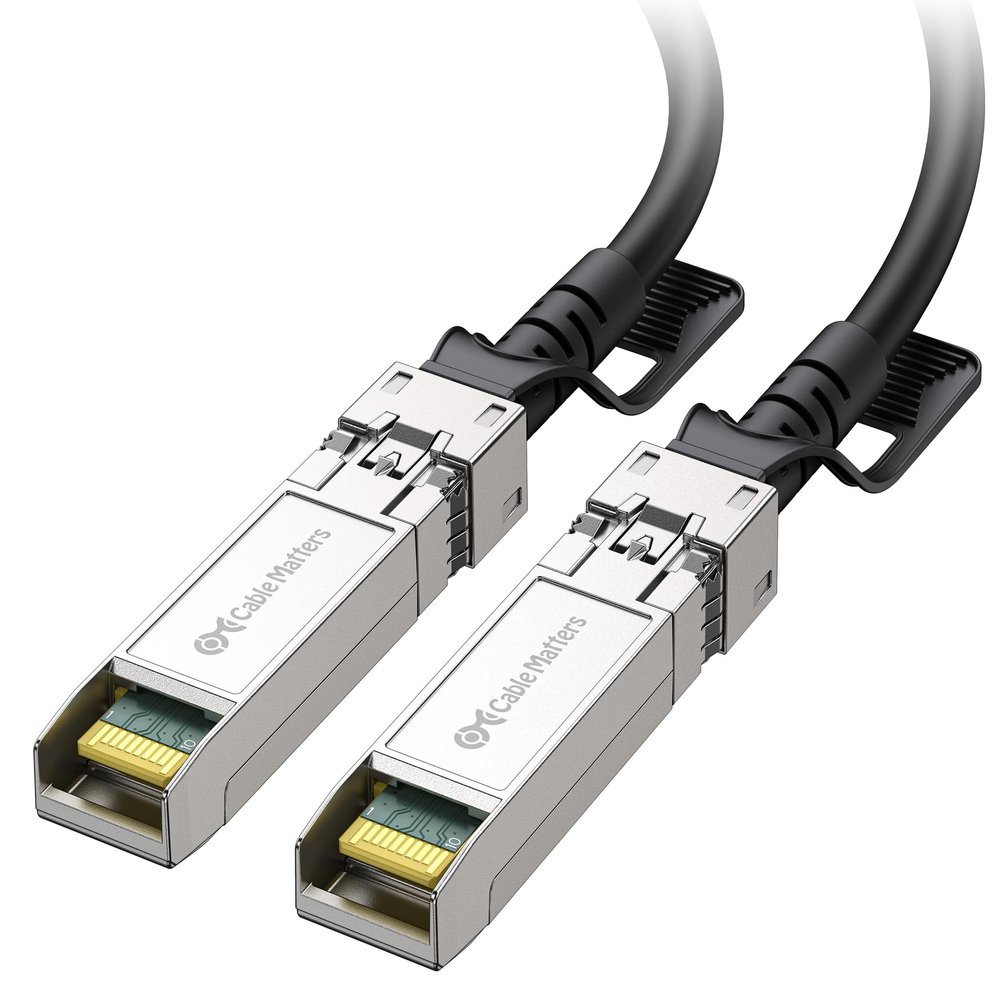 Cable Matters 10Gbps DAC Twinax SFP Cable - 0.5m / 1.6ft, 10GBASE-CU Passive Direct Attach Copper Twinax SFP+ Cable, Compatible with Cisco, Ubiquiti, Huawei, Netgear, & Supermicro Devices
