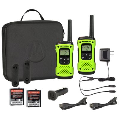 Motorola Solutions, Portable FRS, T605, Talkabout, Two-Way Radios, Emergency Preparedness, Rechargeable, 22 Channel, 35 Mile, Green, 2 Pack