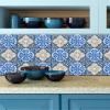 Authentic Tile Stickers by Mi Alma 24 PC Set Spanish Design Wall Tile Decal Perfect for Kitchen Backsplash or Bathroom Tiles Vinyl Art Easy to Install Peel and Stick (6x6 Inch, Classic Blue H120) view 2