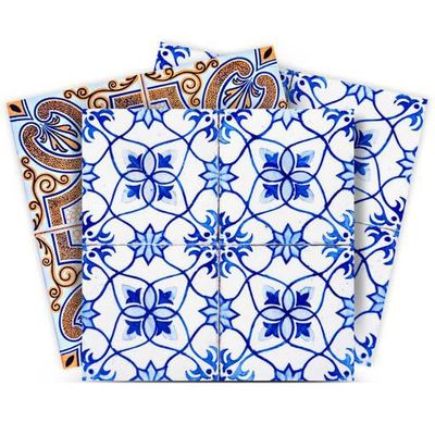 Authentic Tile Stickers by Mi Alma 24 PC Set Spanish Design Wall Tile Decal Perfect for Kitchen Backsplash or Bathroom Tiles Vinyl Art Easy to Install Peel and Stick (6x6 Inch, Talavera Brown H207)