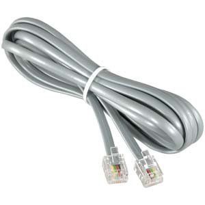 InstallerParts RJ11 Modular Telephone Cord Extension- Reverse Wiring, Silver (25FT)