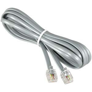 InstallerParts RJ11 Modular Telephone Cord Extension- Reverse Wiring, Silver (25FT)