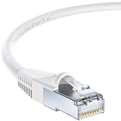 InstallerParts Ethernet Cable CAT6 Cable Shielded (SSTP/SFTP) Booted 0.5 FT - White - Professional Series - 10Gigabit/Sec Network/High Speed Internet Cable, 550MHZ