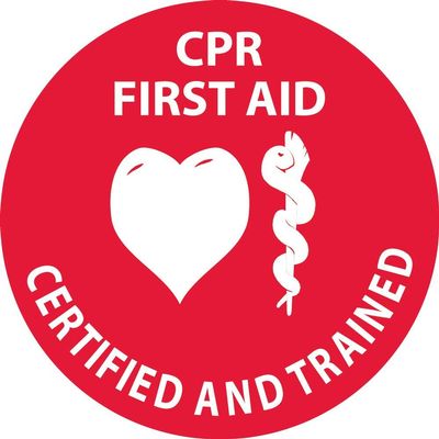NMC National Marker Corp. HH55 CPR First Aid Certified and Trained Hard Hat Emblem