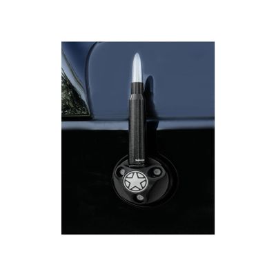 Combo VMS Racing 50 Cal Caliber BLACK with SILVER TIP BULLET ANTENNA & BLACK HOUSING Cover in Billet Aluminum Stubby Short for Jeep Wrangler JK Sahara Sport Rubicon Unlimited Freedom Fifty