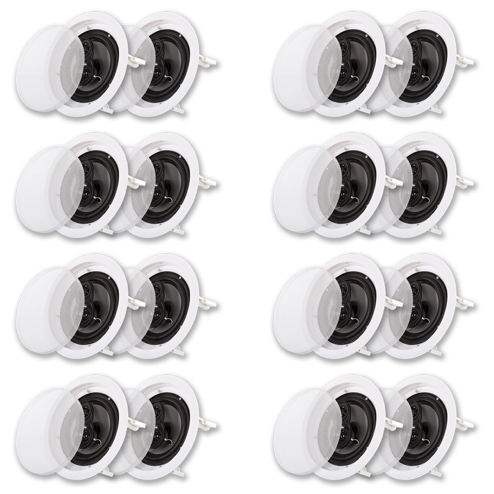 Acoustic Audio CS-IC63 in Ceiling 6.5" Speaker 8 Pair Pack 3 Way Home Theater Flush Mount
