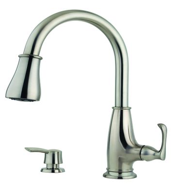 Pfister LF-529-7AYS Ainsley 1-Handle Pull-Down Kitchen Faucet with Soap Dispenser in Stainless Steel, 1.8gpm