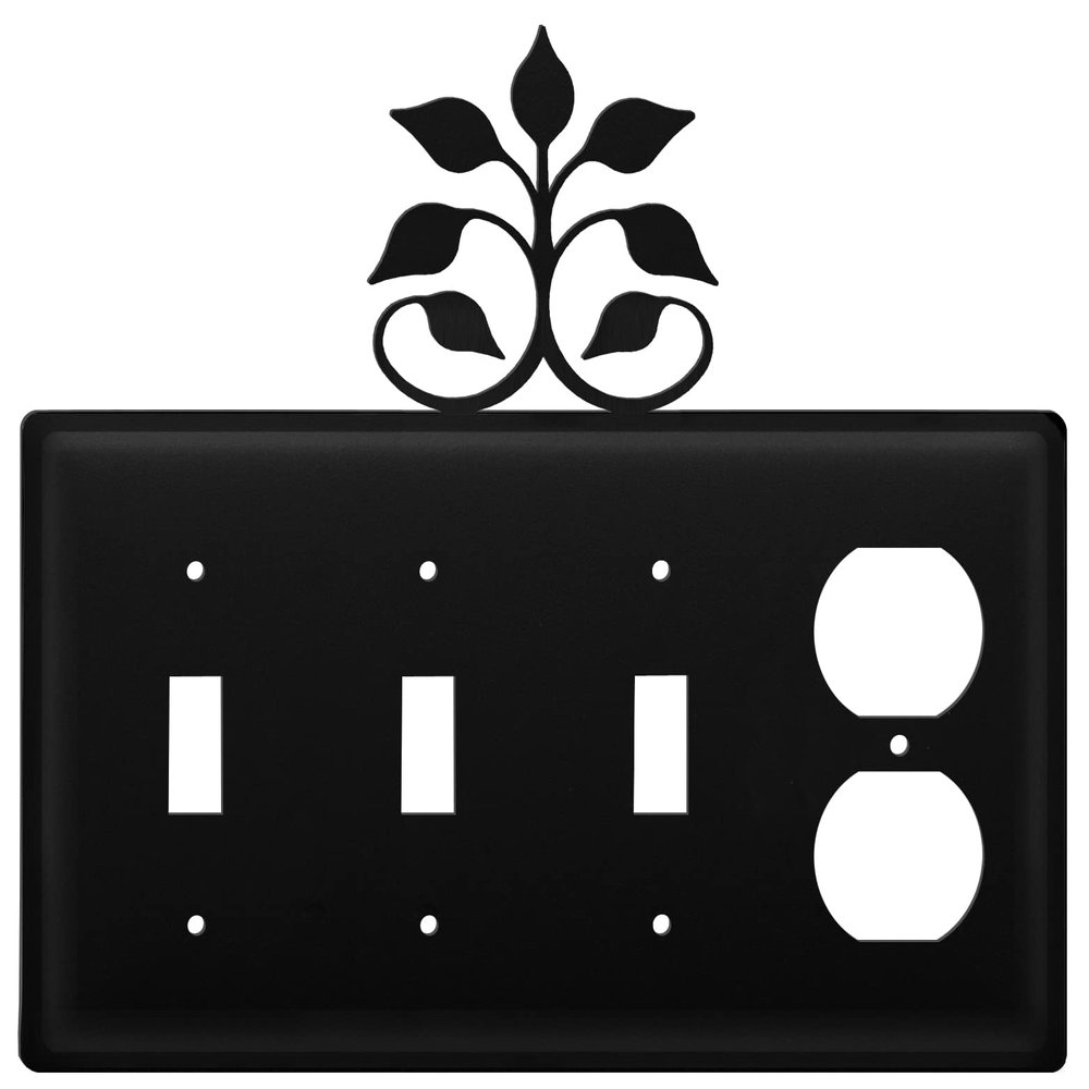 Village Wrought Iron ESSSO-109 8.25 Inch Leaf Fan-Triple Switch and Single Outlet, Black
