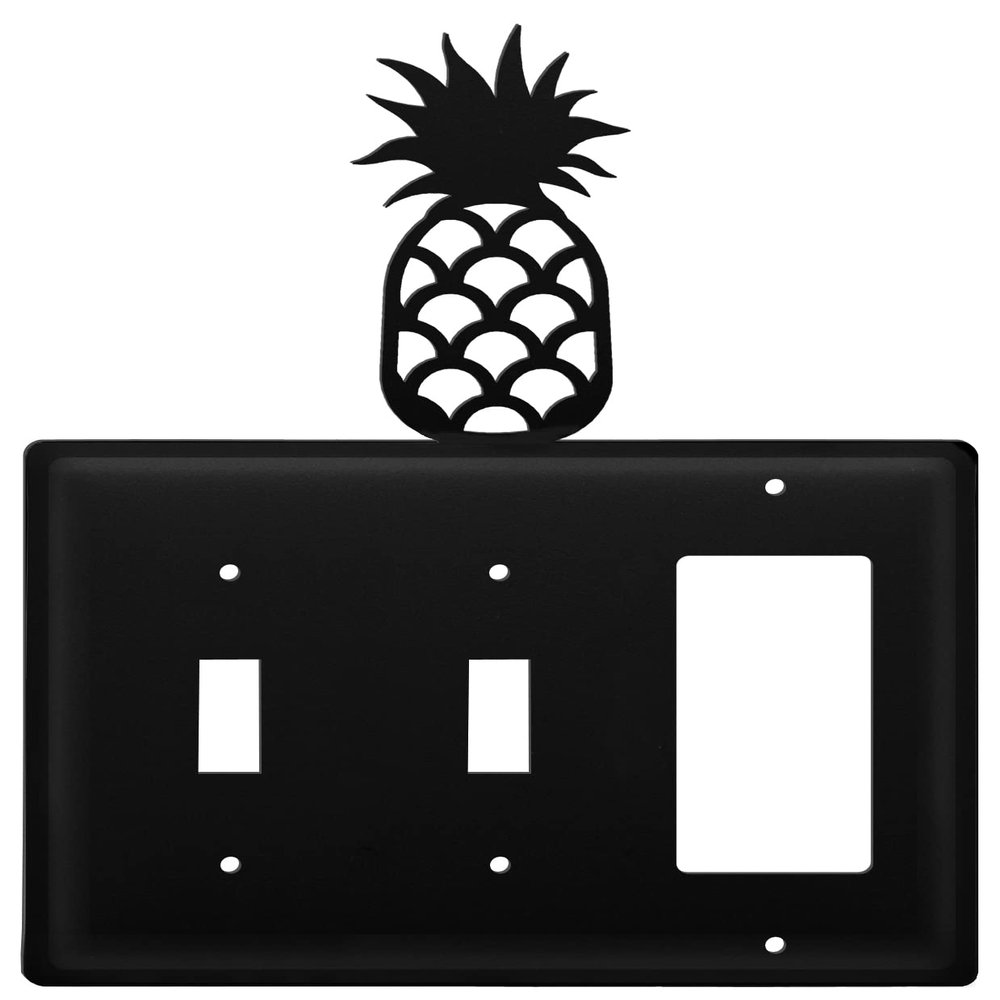 Village Wrought Iron ESSG-44 8 Inch Pineapple - Switch Cover Triple, Black