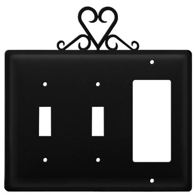 Village Wrought Iron ESSG-51 8 Inch Heart - Switch Cover Triple, Black