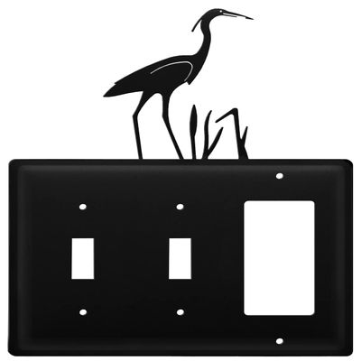 Village Wrought Iron ESSG-133 8 Inch Heron - Switch Cover Triple, Black
