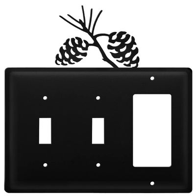 Village Wrought Iron ESSG-89 8 Inch Pinecone-Switch Cover Triple, Black