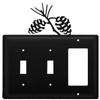 Village Wrought Iron ESSG-89 8 Inch Pinecone-Switch Cover Triple, Black view 1
