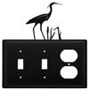 Village Wrought Iron ESSO-133 8 Inch Heron - Double Switch and Single Outlet Cover, Black view 1