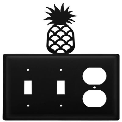 Village Wrought Iron ESSO-44 8 Inch Pineapple-Double Switch and Single Outlet Cover, Black