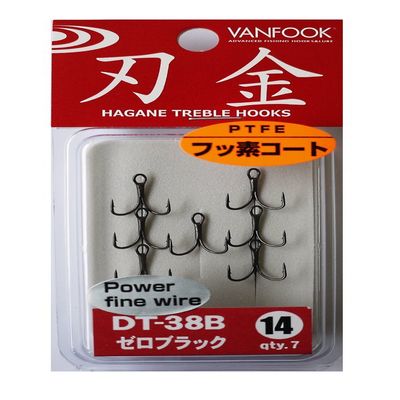 Vanfook 34134 Strong Fine Treble Hook DT-38B Fusso Black #14