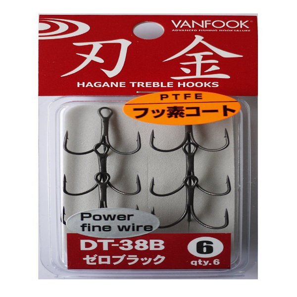 Vanfook 34172 Strong Fine Treble Hook DT-38B Fusso Black #6