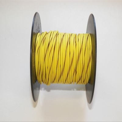 Yellow/Brown Striped, 18 GA AWG GXL Wire, 100' Spool, For Automotive, Truck, Motorcycle, RV. General Purpose Copper Wire .94O.D. Abrasion Resistance, High Heat