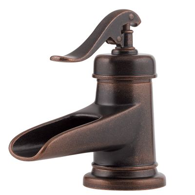 Pfister Ashfield Single Handle Bathroom Sink Faucet 1 Hole or 3 Hole Installation Rustic Bronze Finish with Pforever Seal Advanced Ceramic Disc Valve Technology LF042YP0U