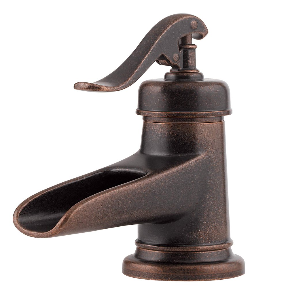 Pfister Ashfield Single Handle Bathroom Sink Faucet 1 Hole or 3 Hole Installation Rustic Bronze Finish with Pforever Seal Advanced Ceramic Disc Valve Technology LF042YP0U