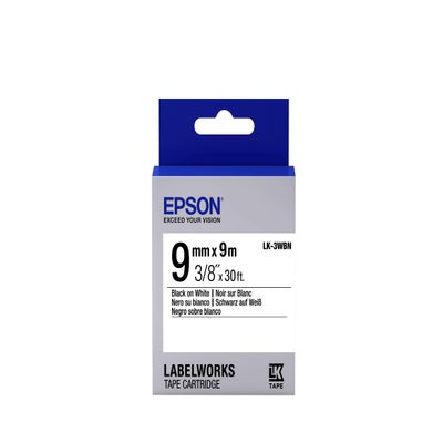 Epson LK-3WBN (9m) 9mm Label Cartridge Standard (Black/White)