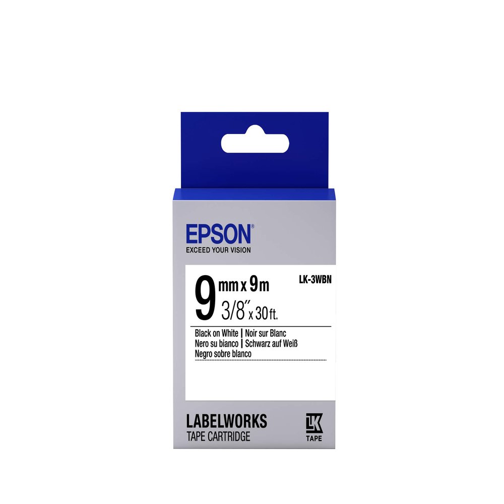 Epson LK-3WBN (9m) 9mm Label Cartridge Standard (Black/White)