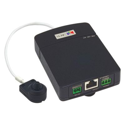 ACTi Q115 5MP Indoor L-Shape Pinhole Covert Camera with Basic WDR, Fixed Lens, f3.7mm/F2.5 (HOV:70.2), H.264, DNR, Audio, MicroSDHC/MicroSDXC, PoE/DC12V, EN50155, DI/DO, RS-232