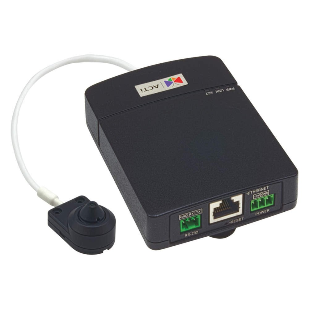 ACTi Q115 5MP Indoor L-Shape Pinhole Covert Camera with Basic WDR, Fixed Lens, f3.7mm/F2.5 (HOV:70.2), H.264, DNR, Audio, MicroSDHC/MicroSDXC, PoE/DC12V, EN50155, DI/DO, RS-232