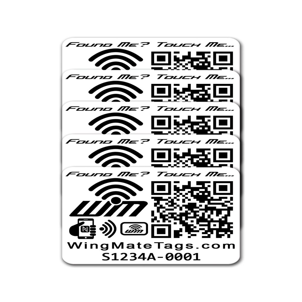 NFC Locator Smart Stickers by WingMate (Pack of 5) with Geolocation Web app.