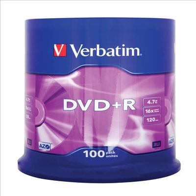 Verbatim 43551 DVD+R 16x 100 Pack Spindle
