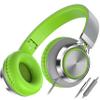 AILIHEN C8 Headphones Wired, On-Ear Headphones with Microphone and Volume Control, Corded 3.5mm Headset for Boys Girl School Smartphones Chromebook Laptop Computer Tablets Airplane Travel (Grey/Green) view 1