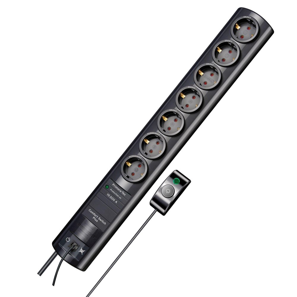 19.500 A Surge Protection Socket Strip 7 Sockets Black 1153300467