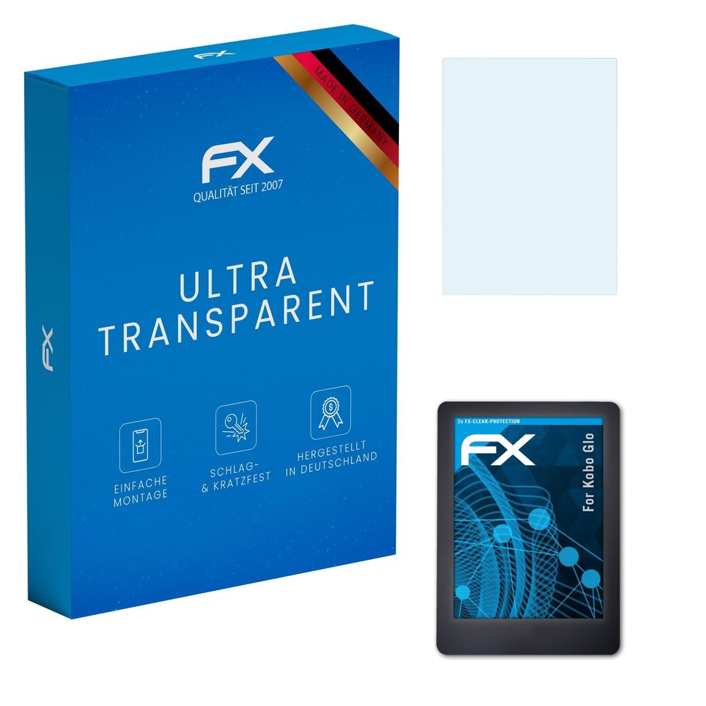 atFoliX Screen Protection Film compatible with Kobo Glo Screen Protector, ultra-clear FX Protective Film (2X)