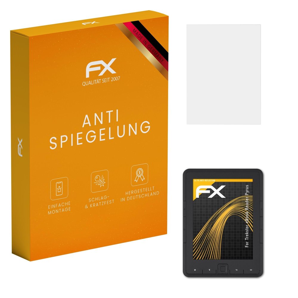 atFoliX Screen Protector compatible with Trekstor eBook Reader Pyrus Screen Protection Film, anti-reflective and shock-absorbing FX Protector Film (2X)