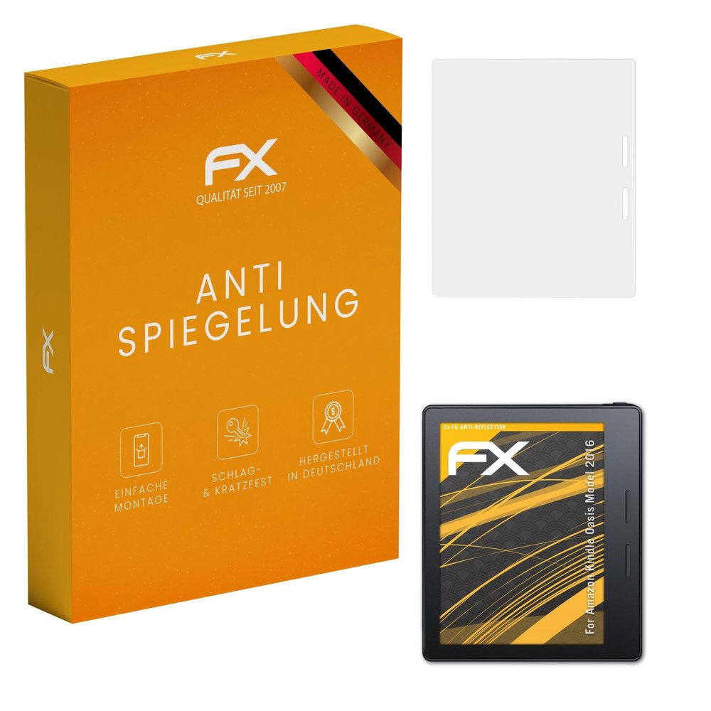 atFoliX Screen Protector compatible with Amazn Kindl Oasis Model 2016 Screen Protection Film, anti-reflective and shock-absorbing FX Protector Film (2X)