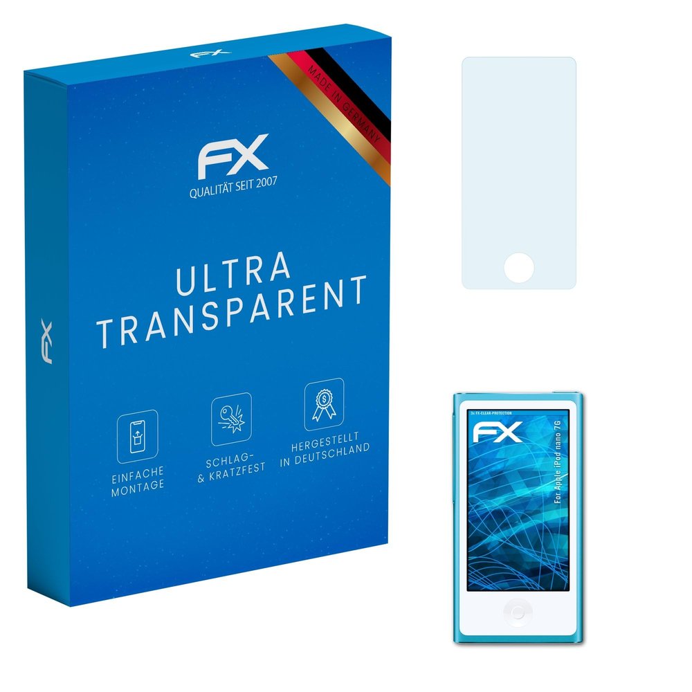 atFoliX Screen Protection Film compatible with Apple iPod nano 7G Screen Protector, ultra-clear FX Protective Film (3X)