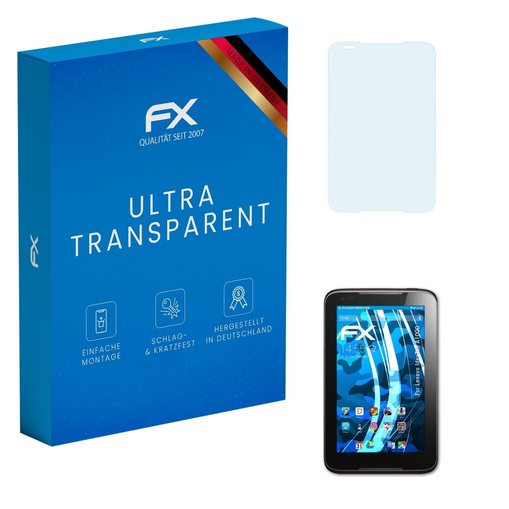 atFoliX Screen Protection Film compatible with Lenovo Idea Tab A1000 Screen Protector, ultra-clear FX Protective Film (2X)