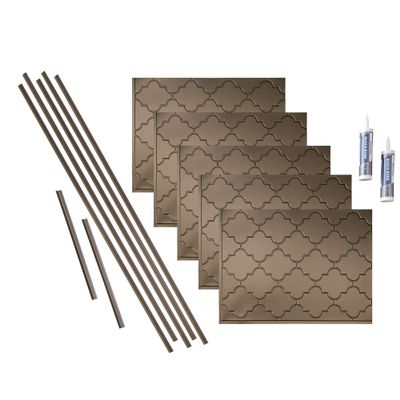 FASDE Monaco Decorative Vinyl Backsplash 15 sq ft Kit in Argent Bronze
